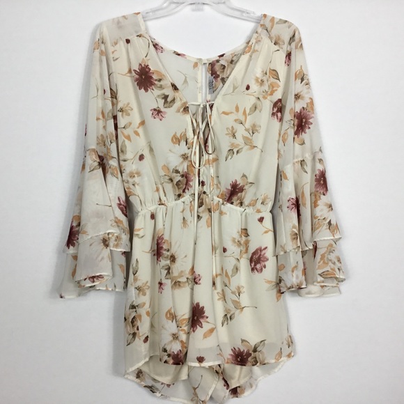 Tobi Pants - Tobi Romper Floral Cream Size Large